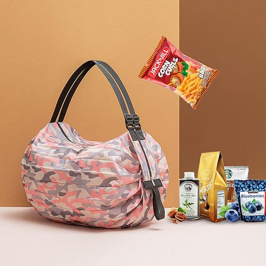 Foldable Shopping Bag Portable Large Capacity Reusable Grocery Bag Daily Commuting Picnic Camping Storage Bag